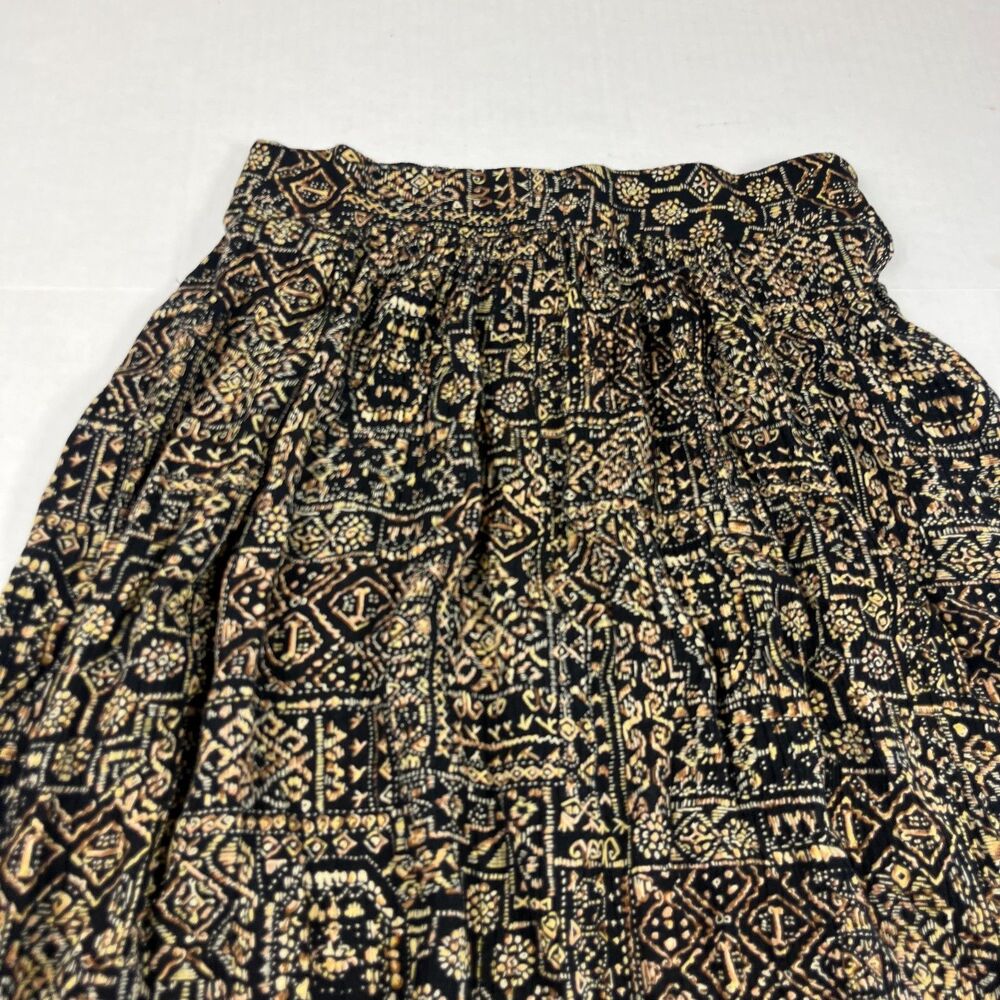 Ali Miles Vintage A-Line Midi Skirt Boho Tribal Print Lightweight Comfort 8 USA - Picture 3 of 9
